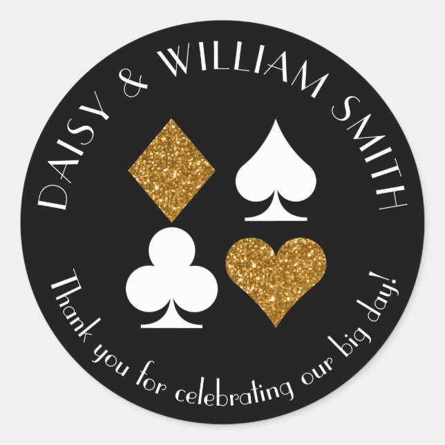 Vegas Casino Theme Custom Sticker Gold Glitter (Front)