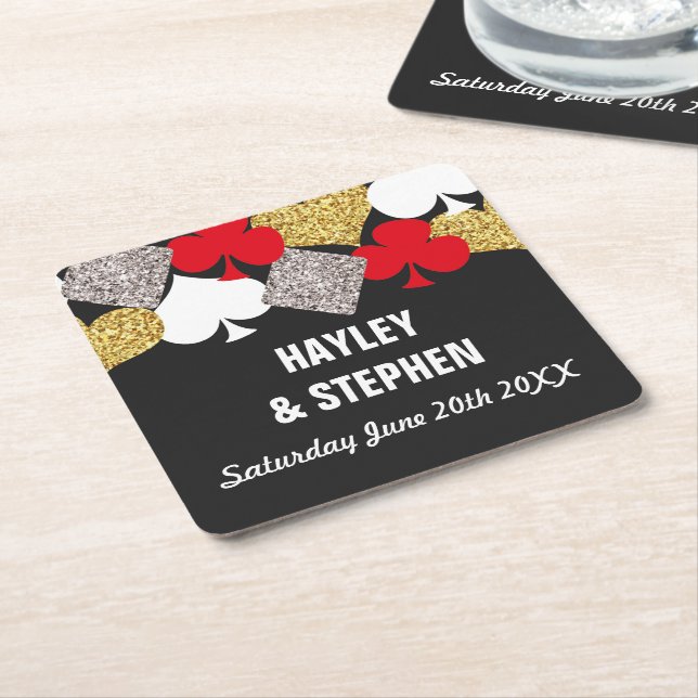 Vegas Coasters Wedding Party Casino Glitter (Angled)