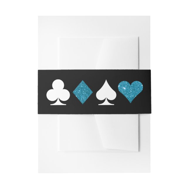Vegas Destiny Malibu Blue Glitter Invitation Belly Band (Front Example)