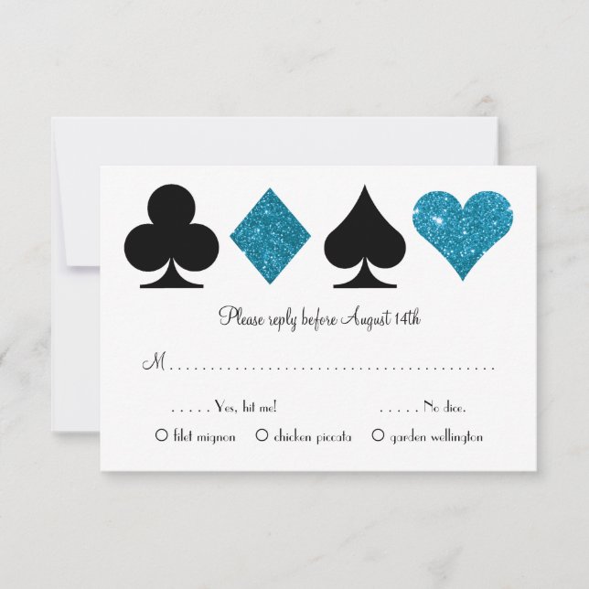 Vegas Destiny Wedding RSVP avec choix de repas ble (Devant)