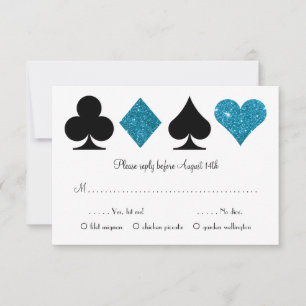 Vegas Destiny Wedding RSVP with Meal Choices Blue