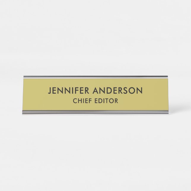 Vegas Gold Colour Professional Classical Plain Desk Name Plate (Front)
