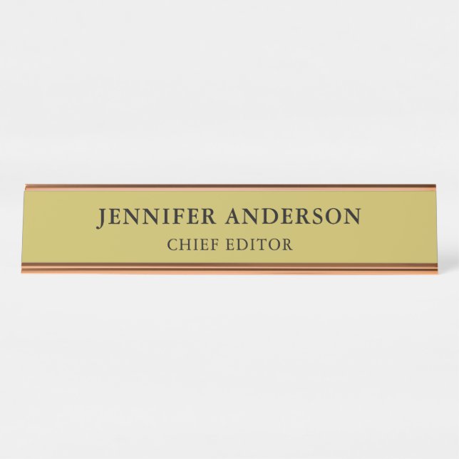 Vegas Gold Colour Professional Classical Plain Desk Name Plate (Front)