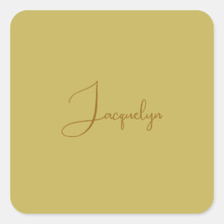 Vegas Gold Golden Brown Colour Calligraphy Name Square Sticker