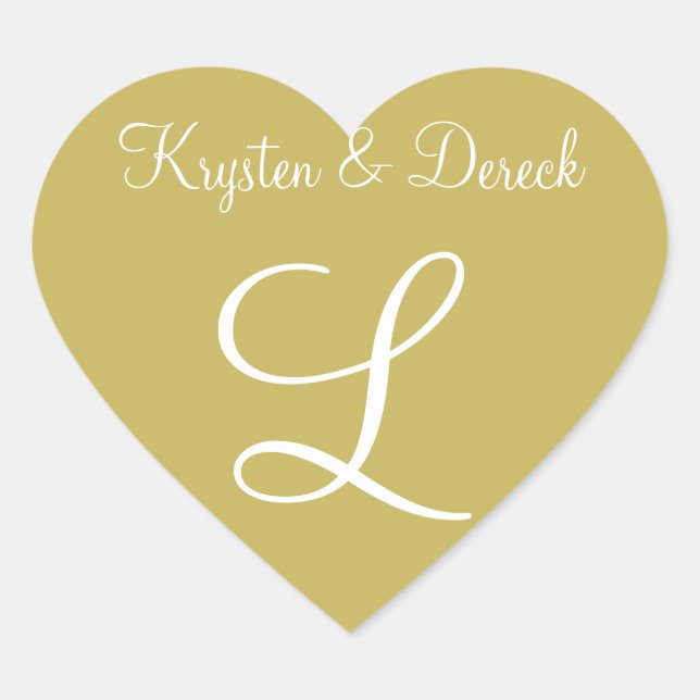 Vegas Gold Personalized Letter Invites Heart Sticker (Front)