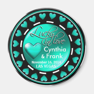 Vegas Lucky in Love Hearts Casino Chip aqua Magnet
