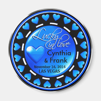 Vegas Lucky in Love Hearts Casino Chip blue Magnet