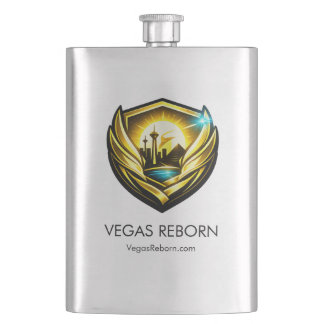 Vegas Reborn Gold Crest Stainless Steel Flask