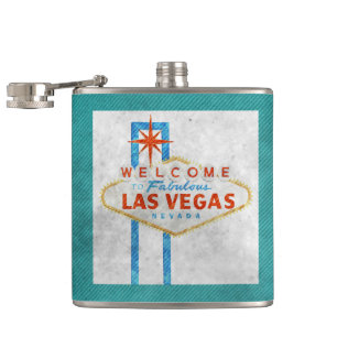 vegas sign grunge hip flask