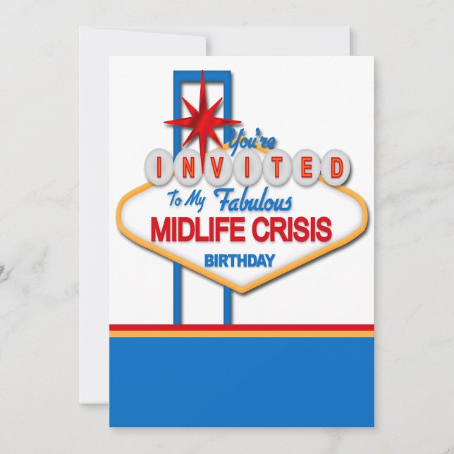 Vegas Style Midlife Crisis Birthday Invitation (Front)