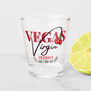 Vegas Virgin  Red Cherry Vegas 1st timer Shot Glass