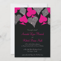 Vegas Wedding Black Hot Pink Silver Faux Glitter