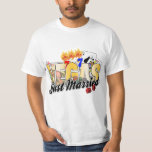 Vegas Wedding Just Married T-Shirt<br><div class="desc">Planning a Vegas Wedding? Here's a design for the newlyweds! Golden VEGAS Just Married surrounded with jackpot slot 777, blackjack, roulette and poker chips. Gift bride and groom t-shirts, mugs and more. Our Honeymoon, Bride and Groom also available!</div>