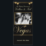 Vegas Wedding Program Template<br><div class="desc">Dramatic and elegant black background with gold Vegas and two hearts. Great Save the Date Las Vegas cards for the Nevada bound couple!. Easily edit for your own wedding program. Simply add your own photo and text and make your own Vegas wedding program. Can be customized any way you like...</div>