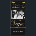 Vegas Wedding Program Template<br><div class="desc">Dramatic and elegant black background with gold Vegas and two hearts. Great Save the Date Las Vegas cards for the Nevada bound couple!. Easily edit for your own wedding program. Simply add your own photo and text and make your own Vegas wedding program. Can be customized any way you like...</div>