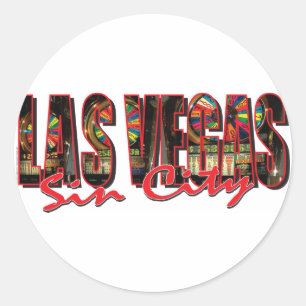 VEGAS-WORD-and-Sin-City Classic Round Sticker