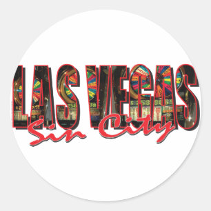 VEGAS WORD and Sin City Classic Round Sticker