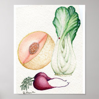 vegetable and fruit watercolor poster