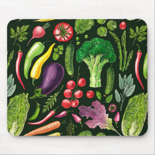 Vegetable and herbs garden harvest on black mouse pad