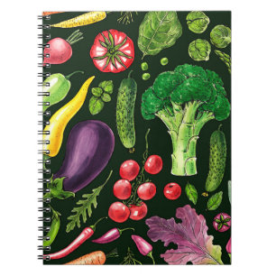 Vegetable and herbs garden harvest on black notebook