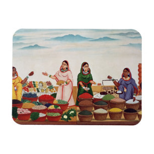 Vegetable and Spice Market at Benares, c.1840 (gou Magnet