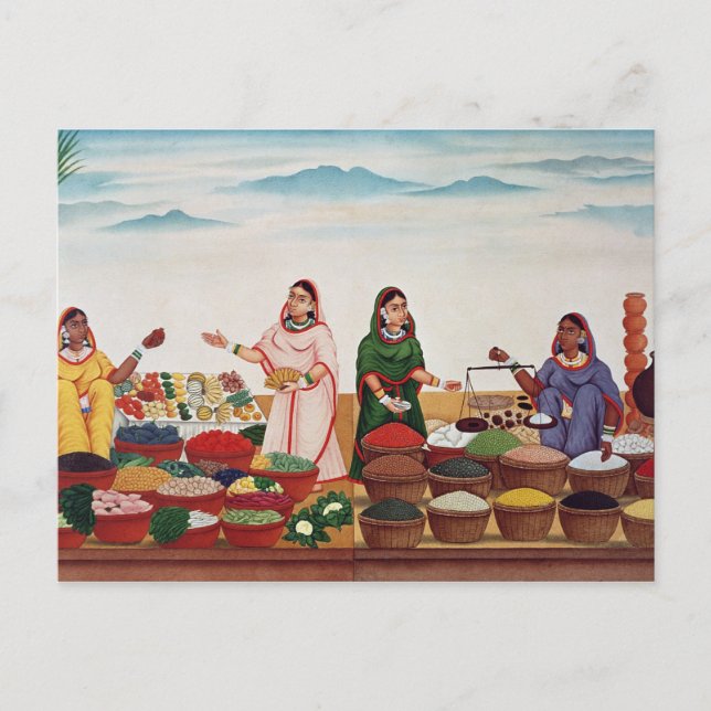 Vegetable and Spice Market at Benares, c.1840 (gou Postcard (Front)