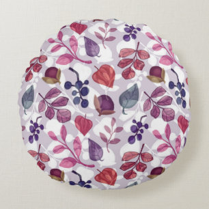 Vegetable autumn seamless pattern, drawing with pa round pillow