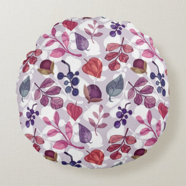 Vegetable autumn seamless pattern, drawing with pa round pillow (Front)