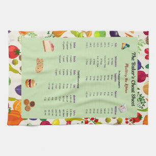 Vegetable Baking Measurement Conversion Chart Kitchen Towel