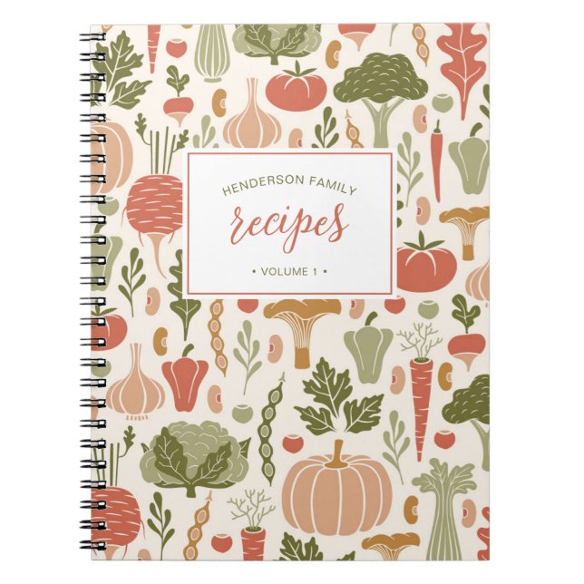 Vegetable Cookbook Vegetarian Family Recipes  Notebook (Front)