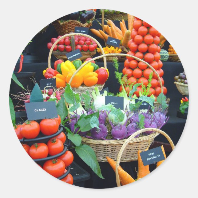 VEGETABLE DISPLAY ~ Envelope Sealers/Stickers Classic Round Sticker (Front)