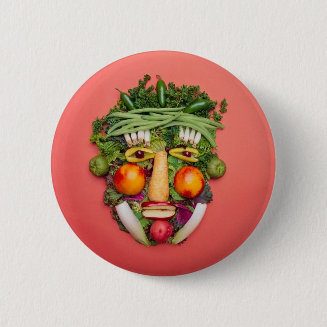 Vegetable Face 2 Inch Round Button (Front)