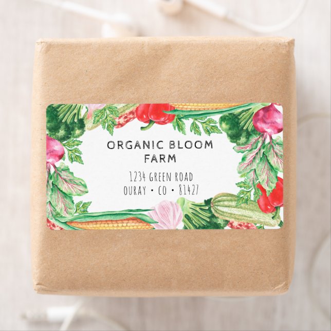 Vegetable Farm Watercolor Shipping Address Label (Insitu)