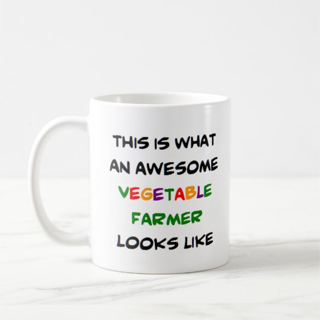 vegetable farmer, awesome coffee mug (Left)