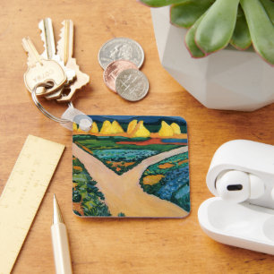 Vegetable Fields by August Macke, Vintage Fine Art Keychain