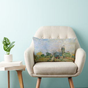 Vegetable Garden in Montmartre by Vincent van Gogh Lumbar Pillow