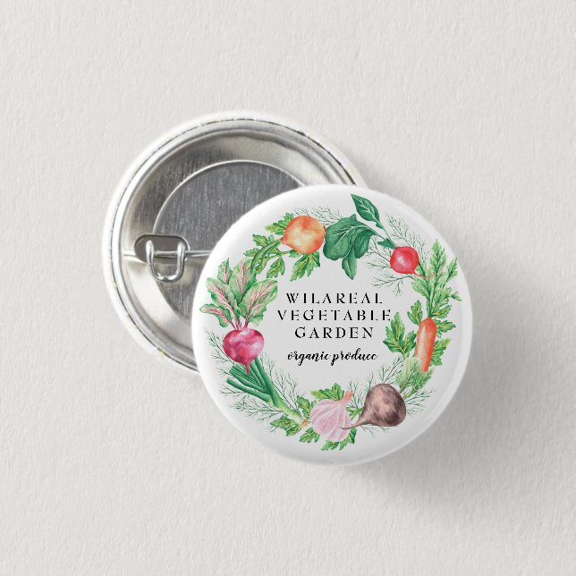 Vegetable Garden Organic Farm Monogram 1 Inch Round Button (Front & Back)