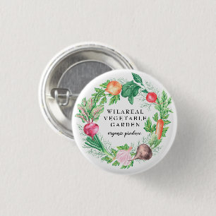 vegetable garden organic farm monogram 1 inch round button