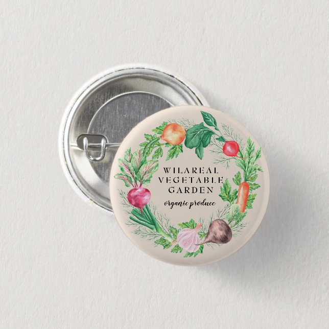 vegetable garden organic farm monogram button (Front & Back)