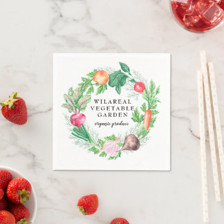 Vegetable Garden Organic Farm Monogram Napkin