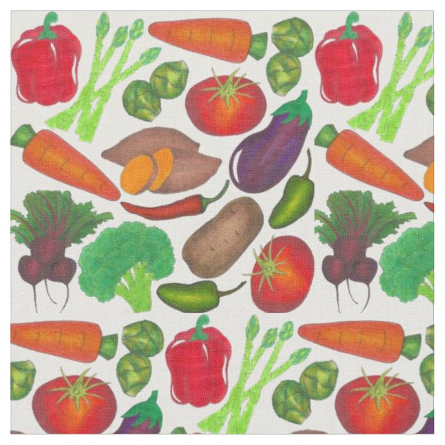 Vegetable Garden Produce Greenmarket Veggies Fabric (Close Up)
