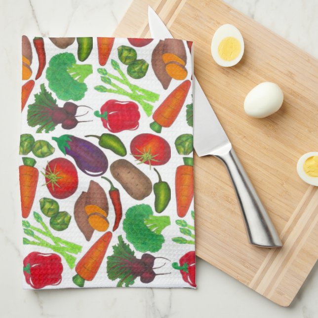 Vegetable Garden Produce Greenmarket Veggies Kitchen Towel (Quarter Fold)