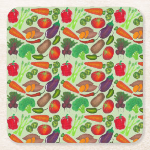 Vegetable Garden Produce Greenmarket Veggies Square Paper Coaster