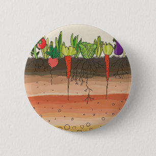 Vegetable garden soil earth layers nature art 2 inch round button