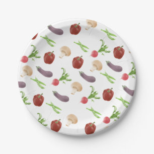 Vegetable Illustration Pattern Paper Plate