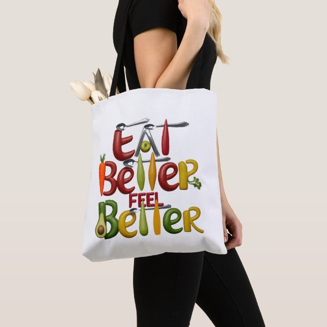 Vegetable Lovers Vibrant & Healthy Living Designs Tote Bag (Close Up)