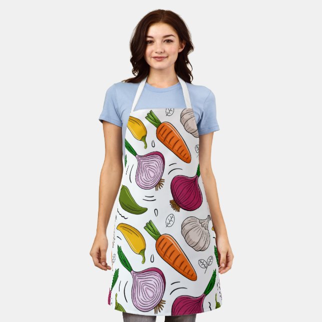 Vegetable Pattern Kitchen Apron (Worn)