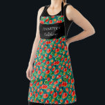 Vegetable pattern monogram name Kitchen script Apron<br><div class="desc">Vegetable pattern,  kitchen script,  monogram name Apron.
You can add your own name and text to personalize.</div>