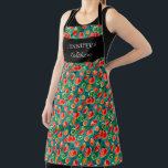 Vegetable pattern monogram name Kitchen script Apron<br><div class="desc">Vegetable pattern,  kitchen script,  monogram name Apron.
You can add your own name and text to personalize.</div>