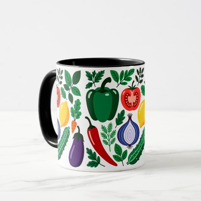 Vegetable pattern mug (Front Left)